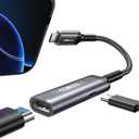 JSAUX USB C to HDMI with PD Charger Adapter, 2-in-1 Type C to HDMI 4K@30Hz/100W Charging Compatible for iPhone 16 Pro/16 Pro Max/16/16 Plus/15 Pro Max,Samsung S24/S23,MacBook,Dell,Steam Deck,ROG Ally (0.6ft)