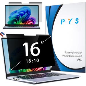 PYS Magnetic Laptop Privacy Screen 16 Inch 16:10 Ratio - Computer Monitor Screen Privacy Shield, Anti-Glare Blue Light Filter, Detachable Privacy Screen Protector for Lenovo, Hp Envy, Dell