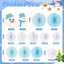 13 Pcs Christmas Hanging Paper Fans Christmas Party Decor Classroom Decorations for Xmas Holiday Ceilings Wall Decor Winter New Year Party Supplies (Snowman)