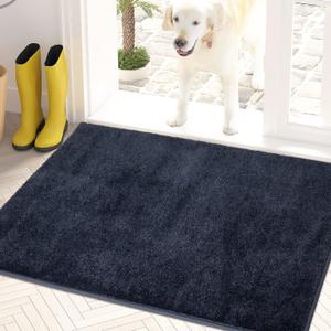 PURRUGS Dirt Trapper Door Mat 20" x 31.5", Non-Slip Machine Washable Entry Rug, Shoe Scraper, Dog Doormat, Super Absorbent Welcome Mat for Front & Back Door, Muddy Shoes & Paws, Navy Blue (20" x 31.5", Navy Blue)