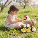 9 in 1 Chicken Stuffed Animal, Stuffed Chicken Toys for Kids Zippered Egg Laying Hen Plush with Baby Chicks, Eggs and Coop for Easter Christmas Birthday Gifts Farm Party Decors