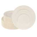 60 Pcs Ivory Plates, Beaded Design Disposable Plastic Plates for 30 Guests, Fancy Party Dishes 7.5 inch Dessert Plate and 10 inch Dinner Plate for Thanksgiving, Party, Bridal Shower
