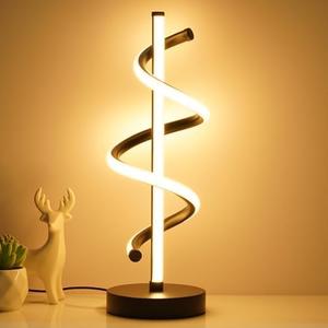 NUÜR LED Table Lamp Black, Diamond Bright Effect, Dimmable, Metallic Bedside Lamp with 3 Colour Temperature, Décor Lamp for Living Room, Bedroom, Office (Black Spiral Table Lamp)