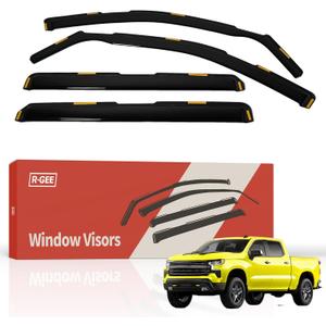 R-GEE in-Channel Window Rain Guards Fit for Truck Chevy Silverado/GMC Sierra 1500 2019-2025 Crew Cab, Extra Durable Window Deflectors, Vent Window Visors Exterior Car Accessories, 4 Pieces