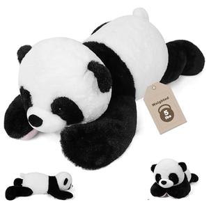 JellyMallow 5 lbs 24 inches Panda Weighted Stuffed Animals, Cuddly Weighted Panda Plush Pillow Giant Plushie Ideal Gift for Adults & Kids