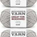 3x60g Grey Yarn for Crocheting and Knitting;3x66m (72yds) Cotton Yarn for Beginners with Easy-to-See Stitches;Worsted-Weight Medium #4;Cotton-Nylon Blend Yarn for Beginners Crochet Kit Making (Silver Lining(10))