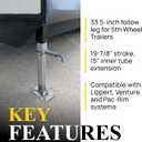 Stromberg Carlson LG-177201 Venture Follow Leg - 5th Wheel Landing Gear Replacement for RV, Camper & Trailer - Compatible with Venture, Lippert & Pac-Rim - Pin Included - Black, 33.5" Leg