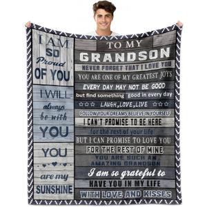 Grandson Gifts from Grandma Grandpa, Grandson Blanket from Grandmas 60"x50", Grandsons Graduation Gift, Christmas Birthday Gifts for Grandsons