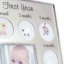 Malden International Designs My First Years Beaded Two Tone Silver Metal Picture Frame, 3 Option, 1-3.5x4 & 12-1x1, Silver