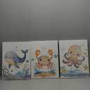 Ocean Nursery Wall Art Set of 3, Sea Animal Baby Boys Room Canvas Wall Decor Paintings, Watercolor Ocean Kids Nursery Posters Prints Pictures for Boys and Girls Room, Bedroom 12x16 Inch Framed