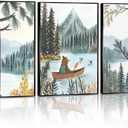 3 pcs Woodland Animal Nursery Wall Art Whimsical Kids wall decoration pictures Bear Owl Squirrel Illustrations Posters Prints for Playroom Toddler Bedroom Home Decor Unframed (12x16in poster)