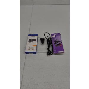 Pack of 2: 1) Philips Charge Cable, 3-In-1 USB; 2) ZGEAR Fast Car Charger - Three USB Ports - 22W