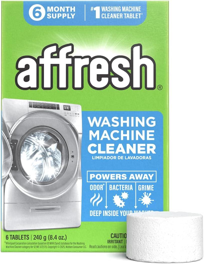 Affresh Washing Machine Cleaner, Helps Power Away Odor Causing Bacteria & Grime Deep Inside Pump, Valve & Hoses, 6 Time Release Tablets, 6 Month Supply (6 Count (Pack of 1))