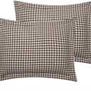 100% Cotton Pillowcases – Pack of 2, Breathable Checkered Pattern, Standard Size, Envelope Closure, Soft & Durable- Chocolate Brown