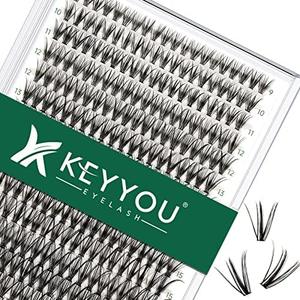 Lash Clusters 300pcs Individual Lashes 30D 0.07C Curl 9-18MIX DIY Eyelash Extension KEYYOU Large Tray Volume Soft&Natural Cluster Lashes(30D-0.07C,9-18MIX) , Set of 2