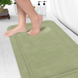ITSOFT Memory Foam Bath Mat 31x20, Non Slip, Machine Washable, Quick Dry & Absorbent Rugs, Bath Mats for Bathroom Floor, Tub & Shower, Bathroom Rug, Sage Green