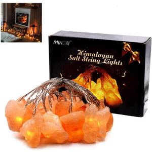 MINGRI Himalayan Salt lamp Salt Rock Night Light USB Fairy Hanging String Lights for Bedroom,Crystal Stones Natural Pink Salt Lamp for Meditation,Yoga,Office, Bedside,Desk,Computer, Baby,Child