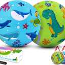 2 Pack Cartoon Kickball Set, 8.5 Inch Toddler Playground Balls, Bouncy Balls Ball for Kids Ages 3 and Up Gift, Dodgeballs Includes Pump and Storage Bag, Outdoor & Indoor Games Toy Balls for Toddlers