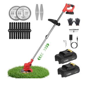 TeqHome Cordless String Trimmer & Weed Eater, Electric Weed Wacker & Lawn Edger Tool Battery Powered with 3 Types of Blades, Lightweight Grass Trimmer with 2*21V Battery, Brush Cutter for Lawn Garden