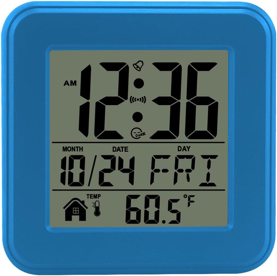 jomparis Small Digital Alarm Clock Battery Operated with Backlight for Bedroom Kids Room-Blue