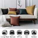 Jeanerlor Pack of 2 24 x 24 Inch Cotton Linen Soft Soild Decorative Square Throw Pillow Covers Green Cushion Case Set for Bedroom/Sofa/Car 60 x 60 cm, Black