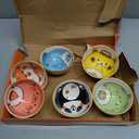 6 PCS Ceramic Rice Bowls, Cute Cartoon Small Dessert Bowl, Cereal Bowls Serving Bowl Gift Set, for Oatmeal, Ice Cream, Salads, Soups