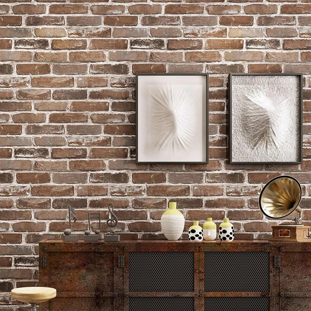 Old Brick Wallpaper Peel and Stick Removable 236in Vintage Textured Stone Self Adhesive Brown Contact Paper Faux Realistic Brick Look Wall Covering Vinyl Waterproof Strippable Home Decor