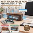 Chunful Extra Large Cable Management Box, 16'' Wood Cord Hider Organizer with Ventilation Nets & Organizer for Power Strip, TV Wires & Desk Cable Storage, Magnetic Lid Hide Floor Cables