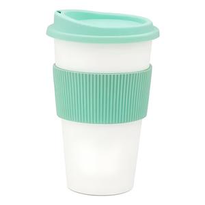 ECO MUG TASSE ECO 16 OZ 473 ML, Straw (Sage Green And Whie)