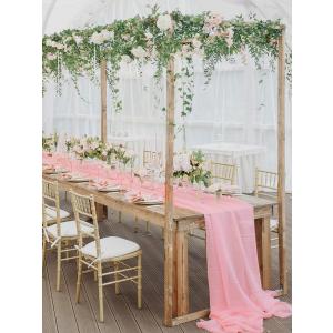 BESBESME Chiffon Table Runner, 10ft x 28in Pink - Romantic Sheer Wedding Party Decor