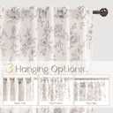 Floral Linen Curtains - 100 Inch Length for Living Room & Bedroom, Botanical Patterned, Burlap Textured, Rustic Farmhouse, Shabby Chic, Extra Long Drapes