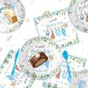 142pcs Greenery Gender Reveal Baby Shower Supplies Party Boho Greency Party Decorations Tableware Set Dessert Plates Napkins Forks for 20 Guests (Blue)