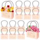 Demonwer 12 Pcs Happy Mother's Day Flower Bouquet Packaging Gift Paper Boxes with Handles Waterproof Flower Bouquet Box for Mothers Day Wedding Anniversary Birthday decor