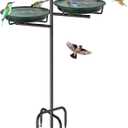 Metal Bird Bath for Outside, Vintage Freestanding Birdbaths Feeder Bowl, Stable & Easy to Clean Birdfeeder for Outdoors Garden Yard Lawn Decor (Retro Green)