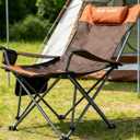 2 Pack Adjustable Folding Camping Chairs with Detachable Footrest and Headrest, Lightweight and Portable, Ideal for Hiking, Travel, Fishing and Outdoor Activities (Orange)