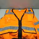 Reflective Safety Vest With Back Pocket, High Visibility Class 2 Heavy Duty Surveyor Vest with Zipper, ANSI/ISEA Standard, Construction Work Vest for Men & Women (Orange, 4XL)