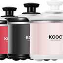 KOOC Small Slow Cooker, 0.65 Quart, Free Liners Included, Upgraded Ceramic Pot, Nutrient Loss Reduction, Sauces, Stews & Dips, Stainless Steel, Pink, Round