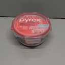 Pyrex Freshlock 4 Cup Round Food Storage Container: Glass Container with Lid, Oven & Microwave Safe, Clear/Red