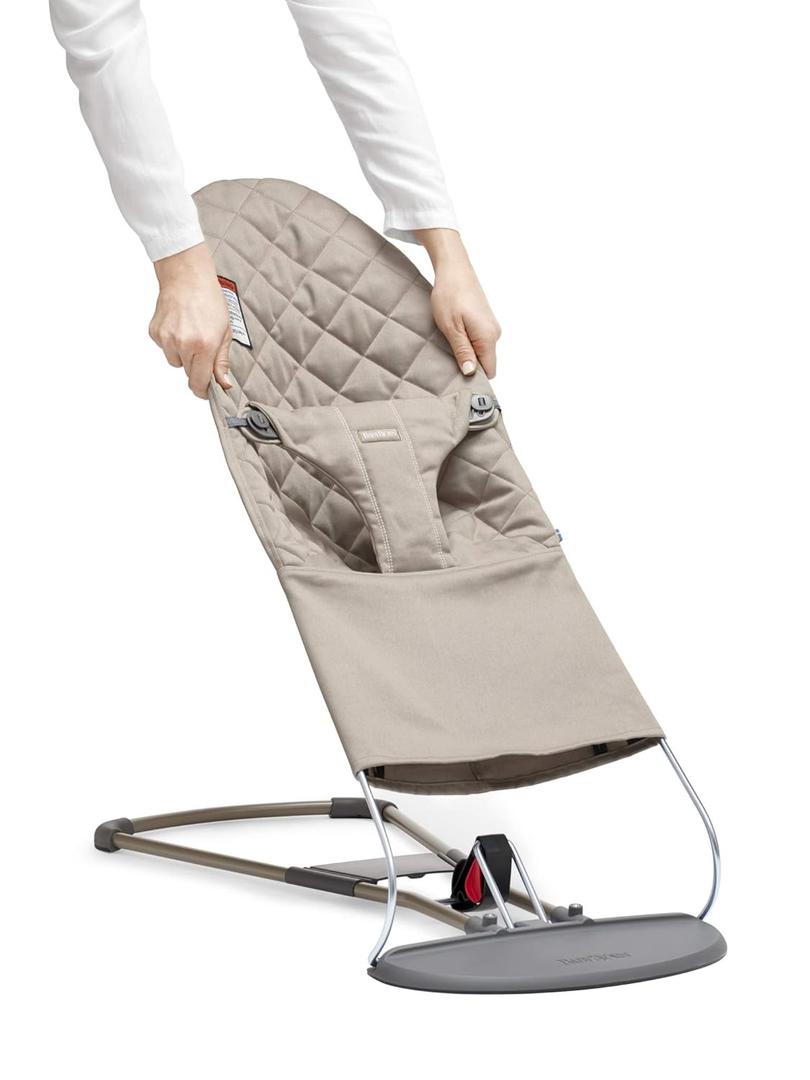 BabyBjrn Fabric Seat for Bouncer, Sand Gray, Cotton, Sand Gray, 1 Count (Pack of 1) (Sand Gray)