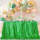 QueenDream 60x102 Inches Green Table Clothes for Parties Birthday Wedding Sequin Tablecloth Cake Table Holiday Banquet Decoration