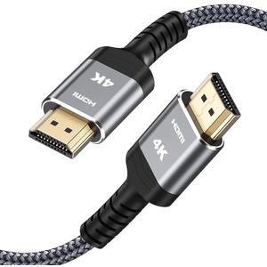 Highwings 4K Long HDMI 2.0 Cable 15FT/4.5m - 4K@60Hz HDR Braided HDMI Cord, 18Gbps High Speed with Ethernet/ARC, 3D, HDCP 2.2, ARC, Compatible for PS-5/4/3/4K HDTV/Monitor/Projector/Streaming Media (15 feet, Grey)
