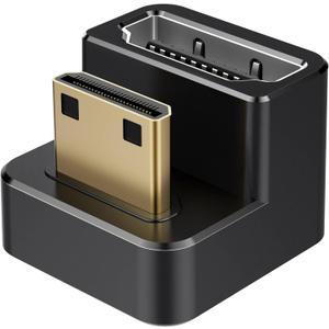 AGVEE 2 Pack (Short Side Inward) 180 Degree Angled Mini HDMI Male to HDMI Female Adapter, U-Shaped 4K@60HZ Converter Coupler Connector Extender for Portable Display Monitor Accessories, Black