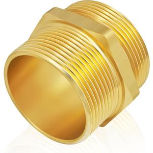Fire Equipment Hexagonal Nipple Fitting Brass Fire Hose Adapter 1-1/2" NPT Male x 1-1/2" NST (NH) Male,Double Male Fire Hose Hydrant Adapter for Fire Hydrants,Hoses (1-1/2" NPTx 1-1/2" NST (NH))