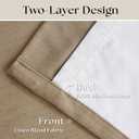 Light Brown Pinch Pleated 100% Blackout Linen Bedroom Curtains 96 Inch Length Double Layer Pleat Curtains Ring Hooks Back Tab Black Out Room Darkening Drapes 96 Inches Long Living Room Copper Coffee