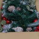 9FT Christmas Garland with Lights, Timer Artificial Lighted Garland Indoor for Stairs, Fireplace, 50 Lights Green Garland, Christmas Decoration with Cones & Red Berries & Pine Needle