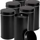 Yesland 6 Pack Tea Tin Canister with Airtight Double Lids, 32 Fl Oz Tin Can Box and Large Round Kitchen Canisters for Loose Tea, Coffee, Candy, Herbs and Spices(Black)