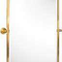 TEHOME Brushed Gold Metal Framed Pivot Rectangle Bathroom Mirror Tilting Beveled Vanity Mirrors for Wall, Overall 27.9 x 36 inches (Mirrror 24 x 36 inches)