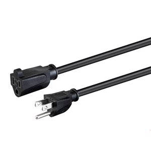 Black Extension Cord 10 Feet 3 Prong Extension Cords Thin for Outdoor Use Indoor Use with Single Outlet - Ideal for Holiday Lights, Lamps, Cameras, Appliance (1 Pack)