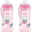 NUK Active Spill Proof Sippy Cup, 10 oz, 2 Pack, 8+ Months, Pink  BPA Free, Spill Proof Sippy Cup