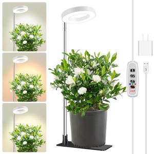 Aokrean Grow Lights for Indoor Plants, Full Spectrum Plant Lights for Indoor Growing with with 3/9/12H Timer, 3 Color Modes, 10 Brightness, 6.5"-26" Height Adjustable Small Grow Light, 1 Pack(3.4in)